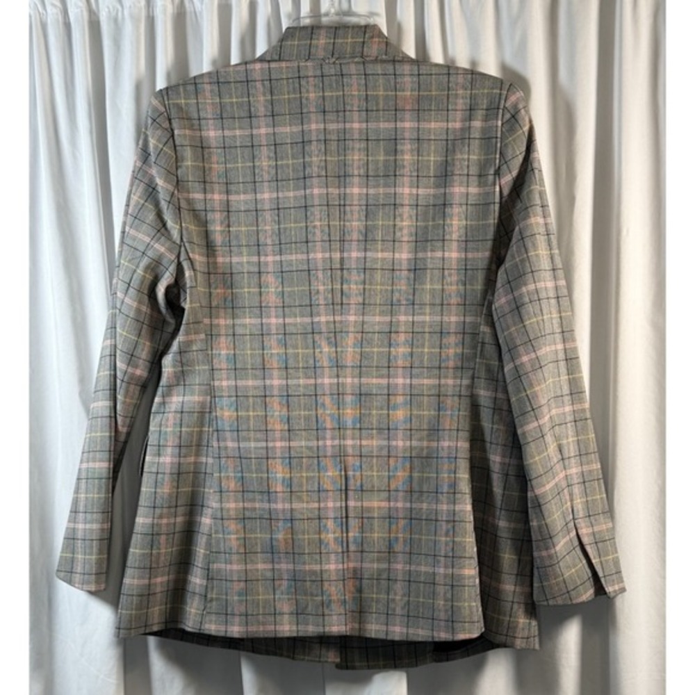 7th Avenue New York & Co Grey Plaid Double Breasted Blazer M Preppy Chic 80-27 - Picture 7 of 12